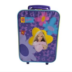 Vintage Barbie Rolling Suitcase 2000 Flowers Kids Luggage